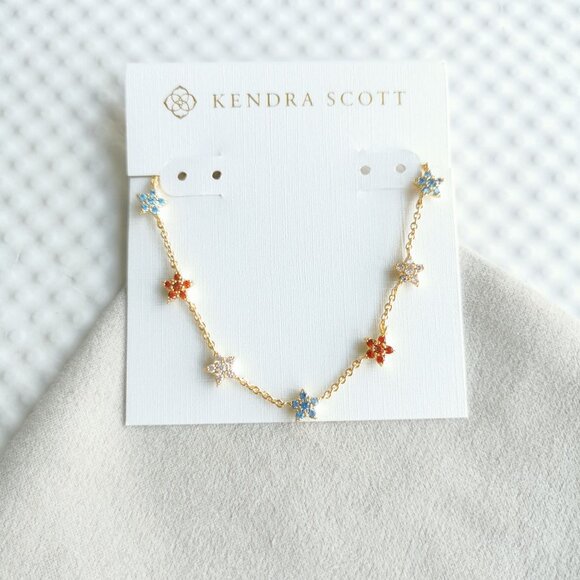 Kendra Scott Gold Crystal Sierra Star Strand Necklace NEW - Picture 1 of 5
